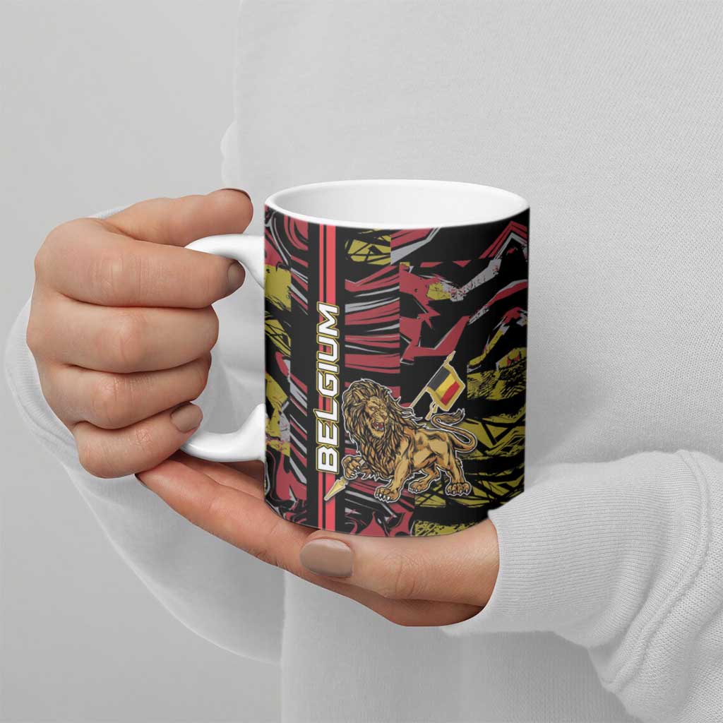 Personalized Belgium Ceramic Mug Lion Holding Flag - Wonder Print Shop