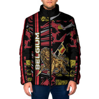 Personalized Belgium Padded Jacket Lion Holding Flag - Wonder Print Shop