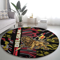 Belgium Round Carpet Lion Holding Flag - Wonder Print Shop