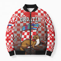 Personalized Croatia Bomber Puffer Jacket Kuna Zlatica With Symbol - Wonder Print Shop