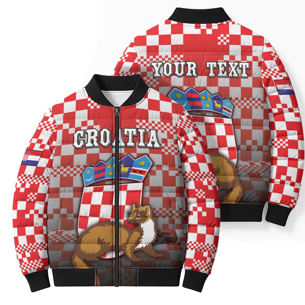 Personalized Croatia Bomber Puffer Jacket Kuna Zlatica With Symbol - Wonder Print Shop