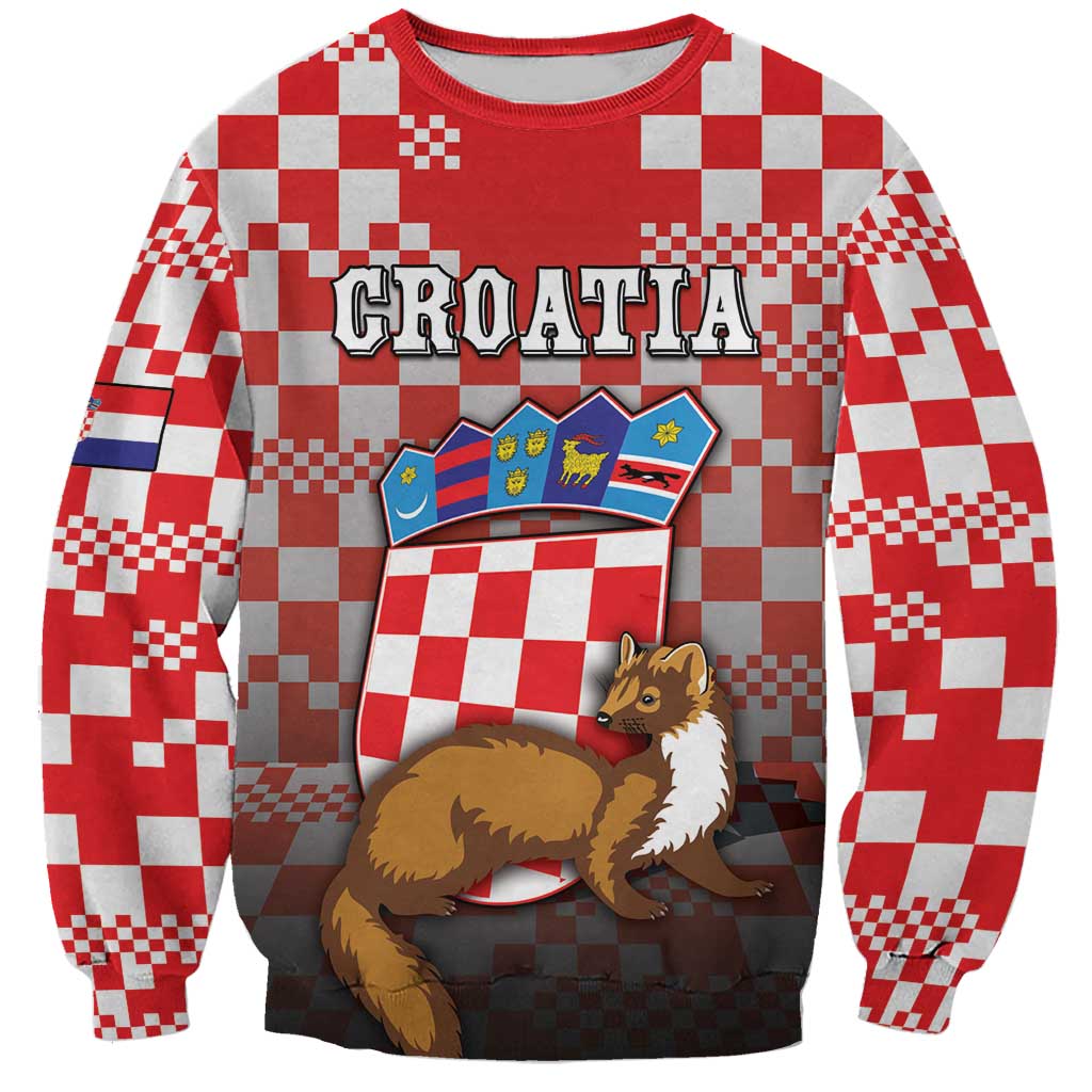Personalized Croatia Sweatshirt Kuna Zlatica With Symbol - Wonder Print Shop