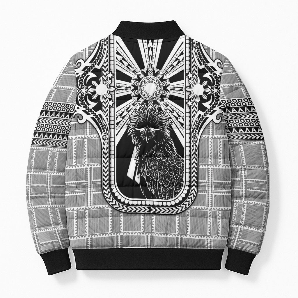Mabuhay Philippines Festival Bomber Puffer Jacket Philippine Eagle Sun Three Stars Barong Pattern