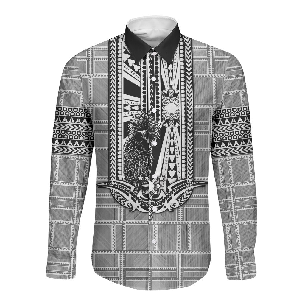 Mabuhay Philippines Festival Long Sleeve Button Shirt Philippine Eagle Sun Three Stars Barong Pattern