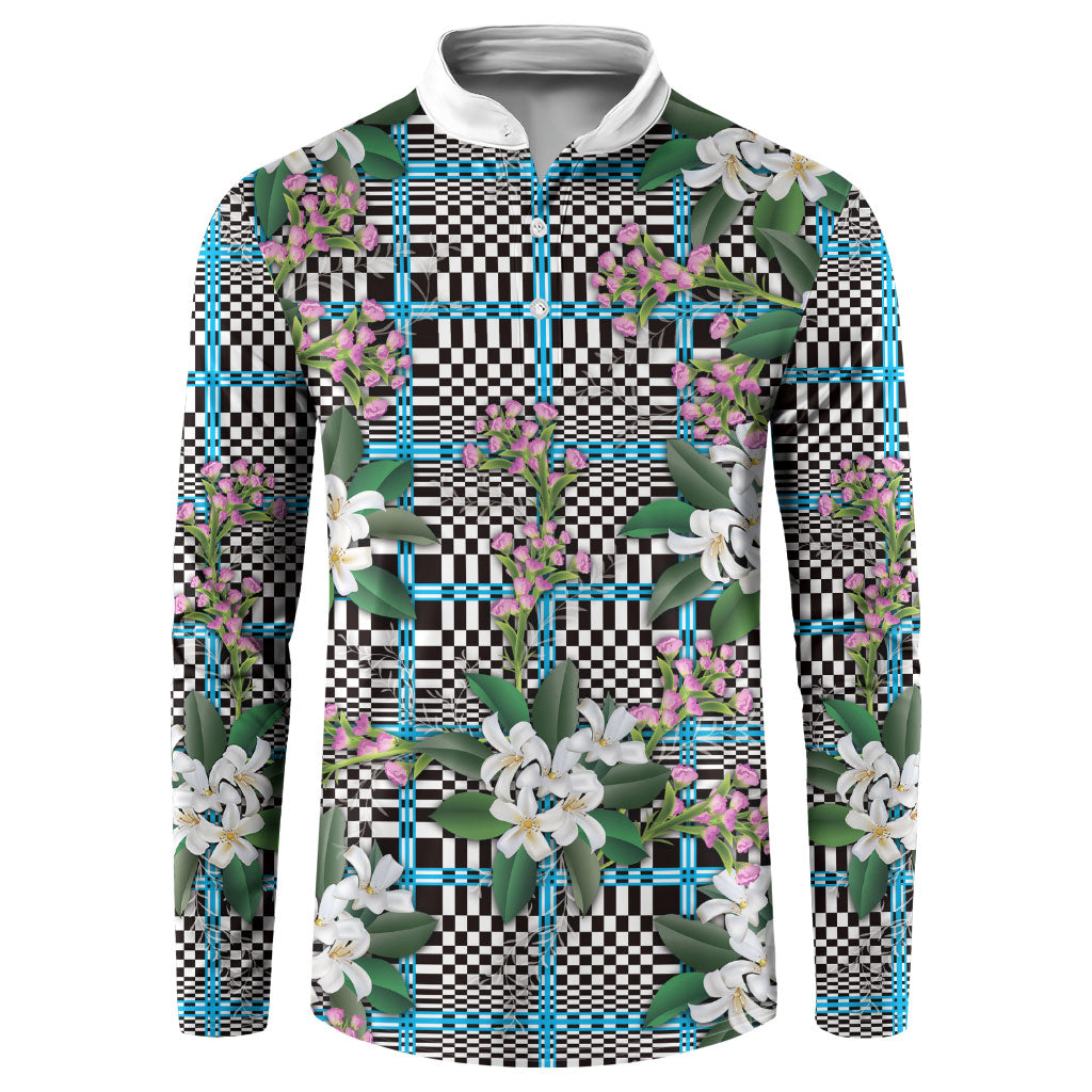 Blue Binakol Motifs With Jasminum Sambac Button Sweatshirt Mabuhay Philippines Festival
