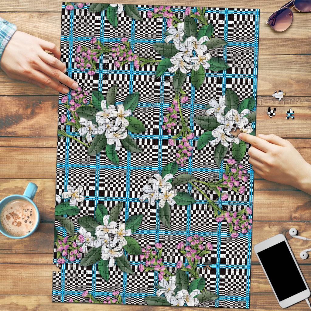 Blue Binakol Motifs With Jasminum Sambac Puzzle Mabuhay Philippines Festival