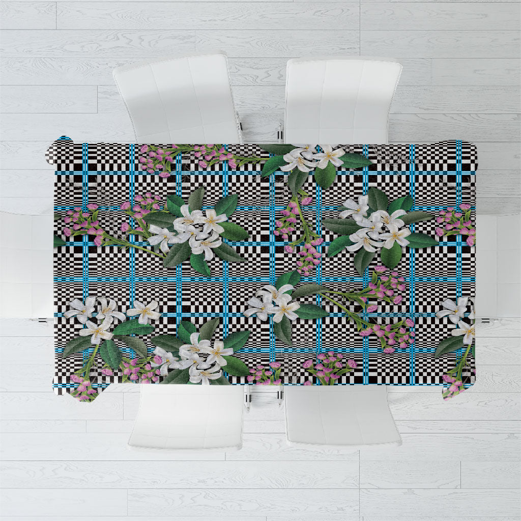 Blue Binakol Motifs With Jasminum Sambac Tablecloth Mabuhay Philippines Festival