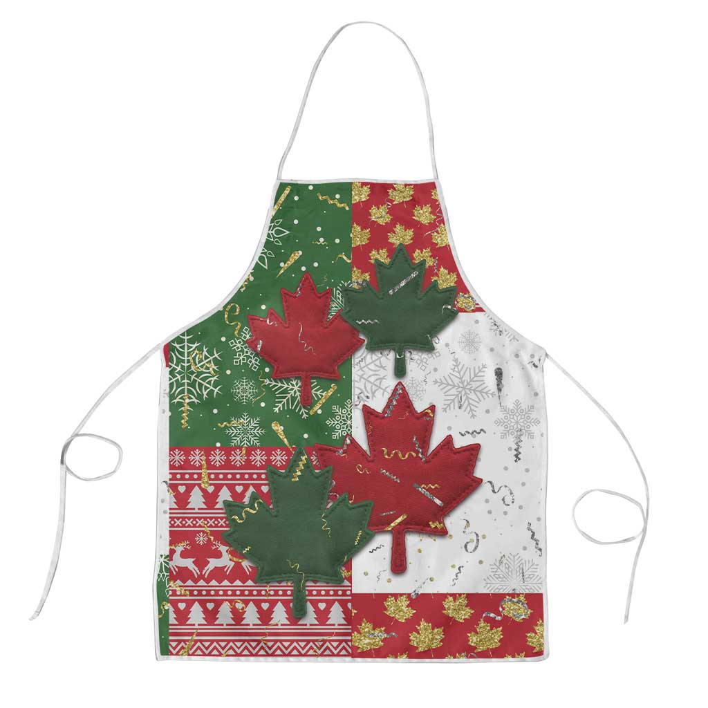 Canada Christmas Apron Maple Leaves Patchwork Style - Wonder Print Shop