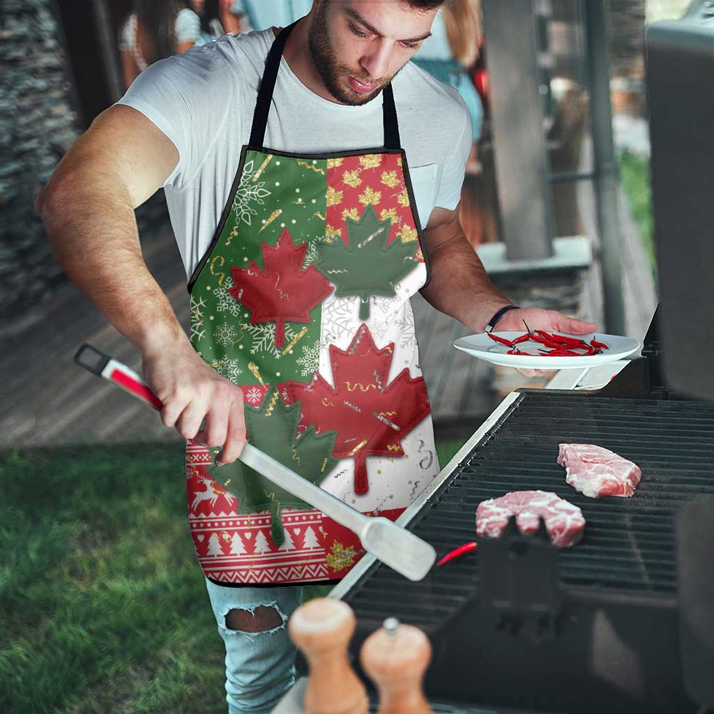 Canada Christmas Apron Maple Leaves Patchwork Style - Wonder Print Shop