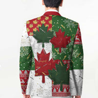 Canada Christmas Blazer Maple Leaves Patchwork Style - Wonder Print Shop