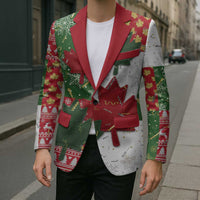 Canada Christmas Blazer Maple Leaves Patchwork Style - Wonder Print Shop