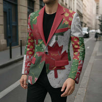 Canada Christmas Blazer Maple Leaves Patchwork Style - Wonder Print Shop