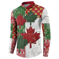 Canada Christmas Button Sweatshirt Maple Leaves Patchwork Style - Wonder Print Shop