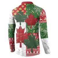 Canada Christmas Button Sweatshirt Maple Leaves Patchwork Style - Wonder Print Shop