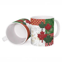 Canada Christmas Ceramic Mug Maple Leaves Patchwork Style - Wonder Print Shop