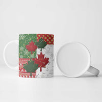 Canada Christmas Ceramic Mug Maple Leaves Patchwork Style - Wonder Print Shop