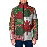 Canada Christmas Padded Jacket Maple Leaves Patchwork Style - Wonder Print Shop