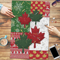 Canada Christmas Puzzle Maple Leaves Patchwork Style - Wonder Print Shop