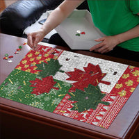 Canada Christmas Puzzle Maple Leaves Patchwork Style - Wonder Print Shop
