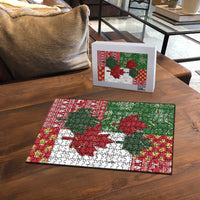 Canada Christmas Puzzle Maple Leaves Patchwork Style - Wonder Print Shop