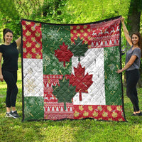 Canada Christmas Quilt Maple Leaves Patchwork Style - Wonder Print Shop