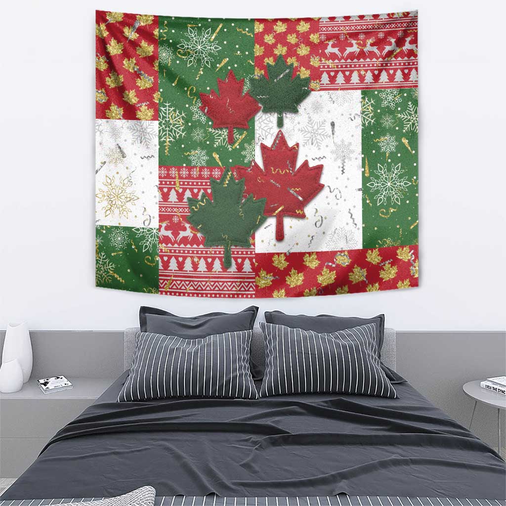 Canada Christmas Tapestry Maple Leaves Patchwork Style - Wonder Print Shop
