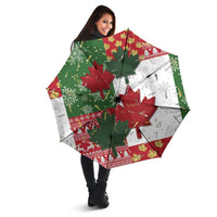 Canada Christmas Umbrella Maple Leaves Patchwork Style - Wonder Print Shop