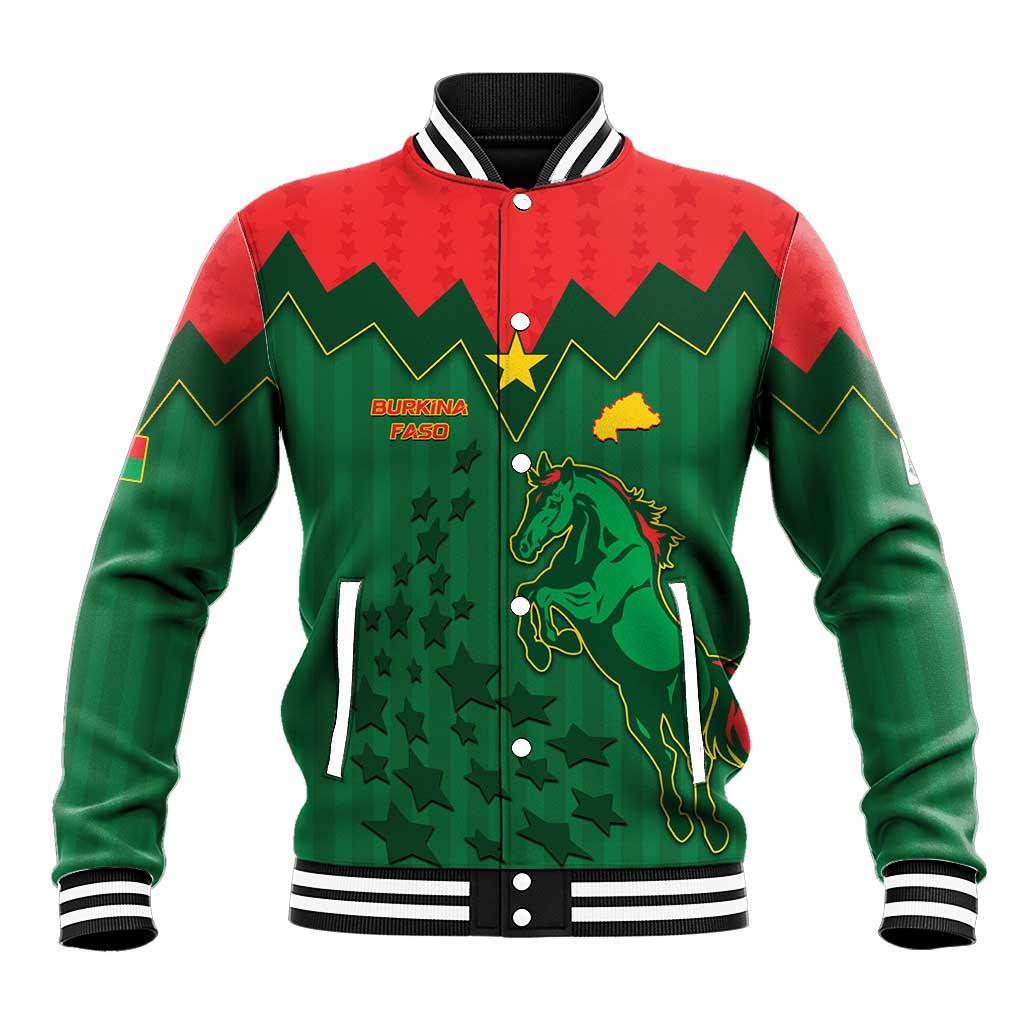 Custom Football Burkina Faso Baseball Jacket Rising Star And Horse Sport Style - Wonder Print Shop