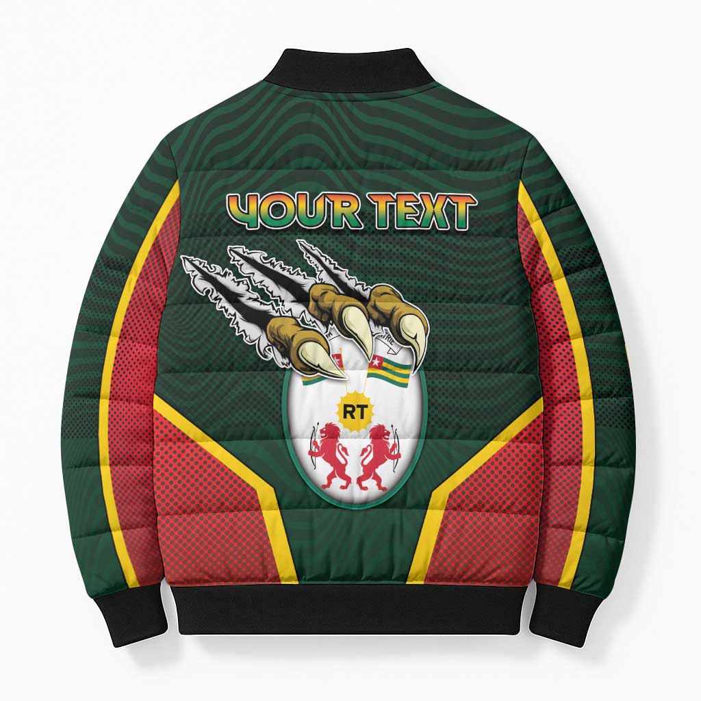 Personalized Togo Bomber Puffer Jacket Lion Claw Flag Sport Style - Wonder Print Shop