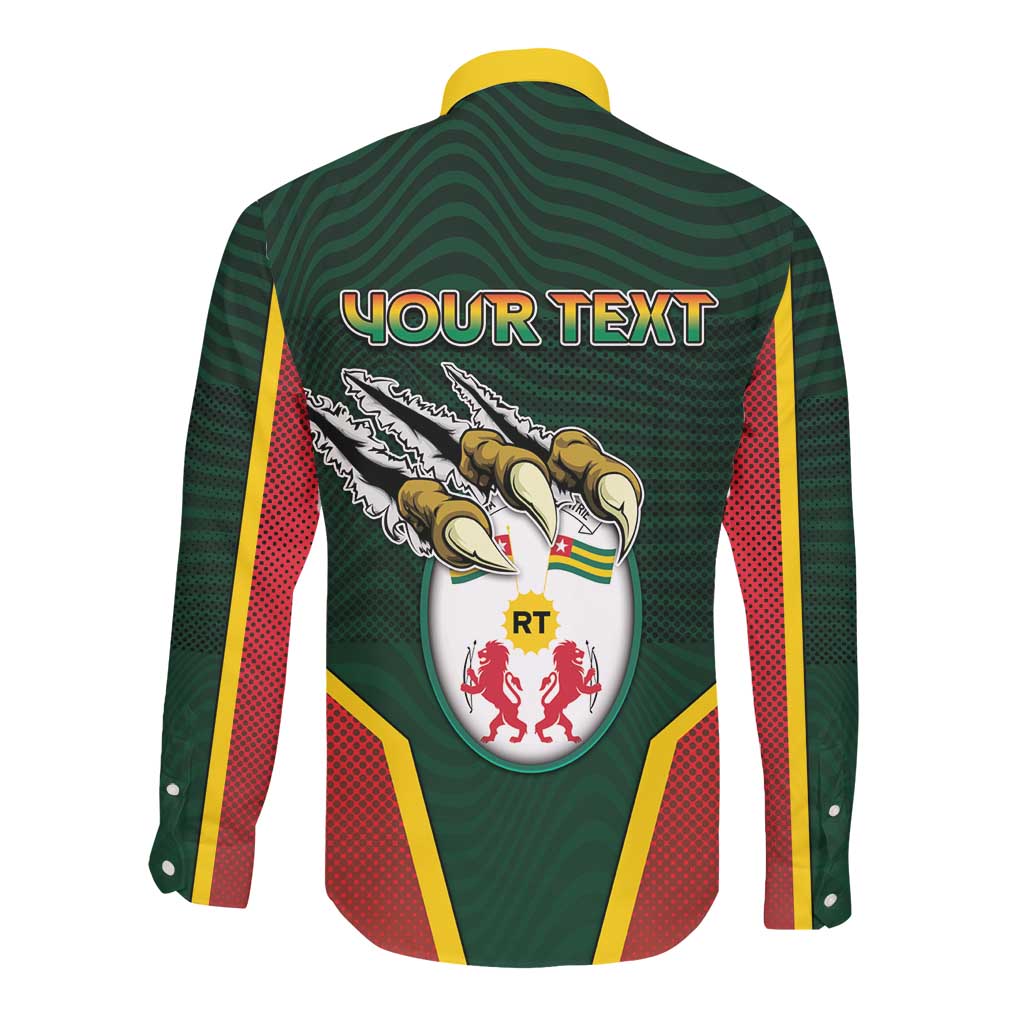 Personalized Togo Long Sleeve Button Shirt Lion Claw Flag Sport Style - Wonder Print Shop
