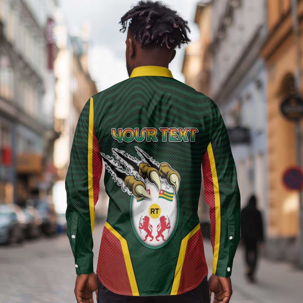 Personalized Togo Long Sleeve Button Shirt Lion Claw Flag Sport Style - Wonder Print Shop