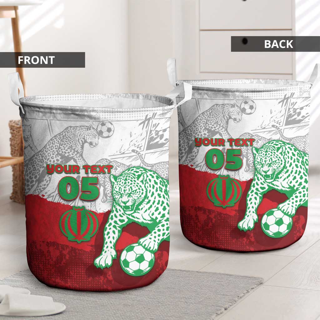Custom Iran Football Laundry Basket Leopard Comic Manga Art Style