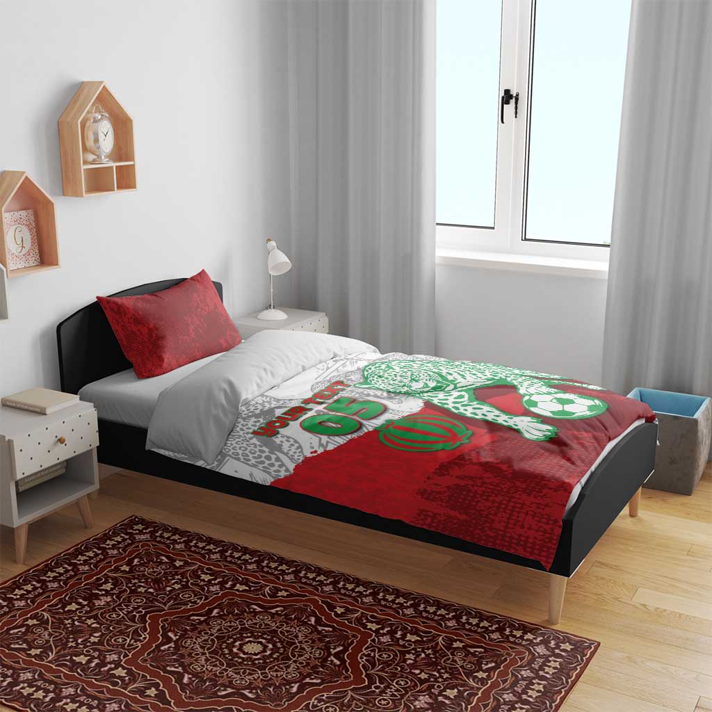 Custom Iran Football Bedding Set Leopard Comic Manga Art Style