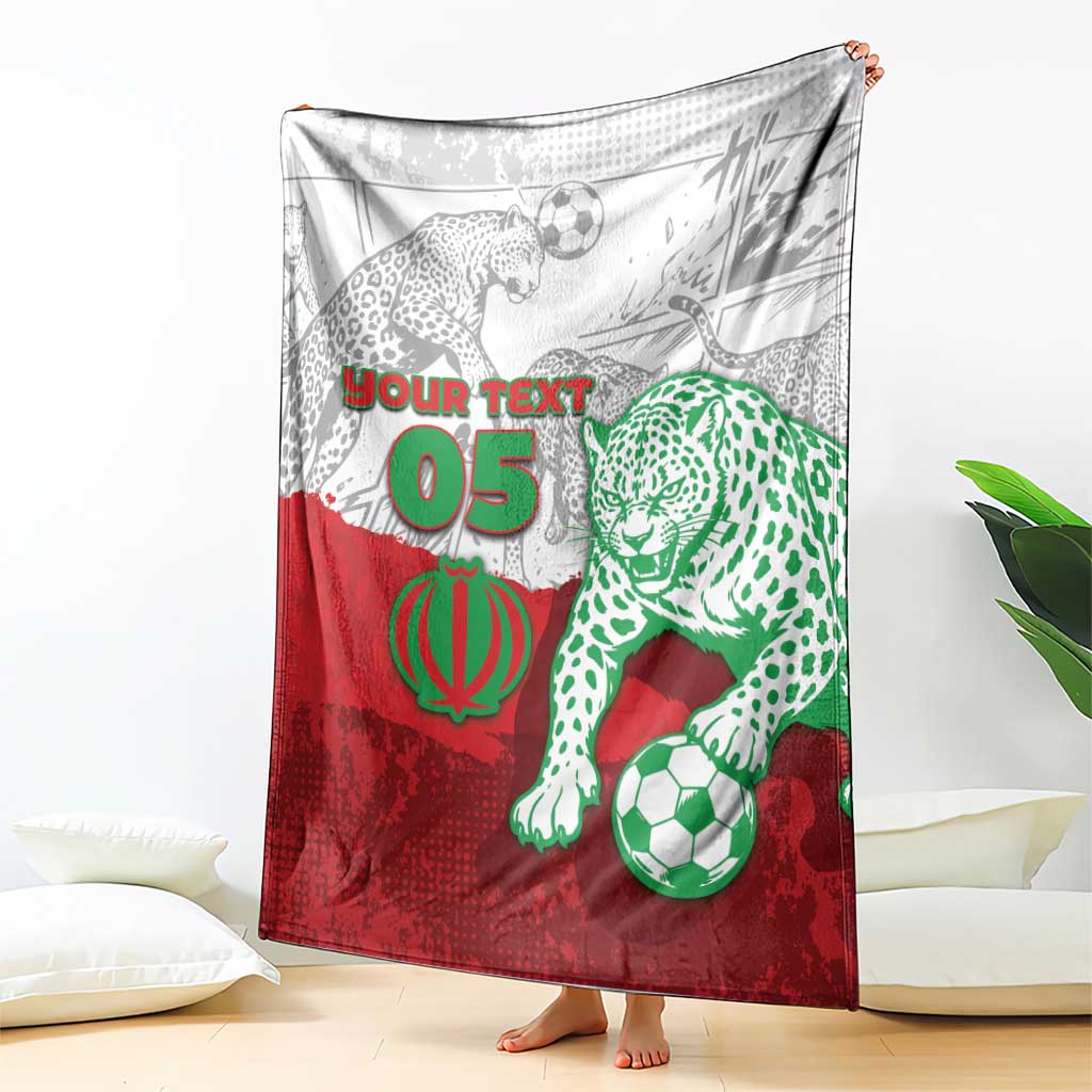 Custom Iran Football Blanket Leopard Comic Manga Art Style