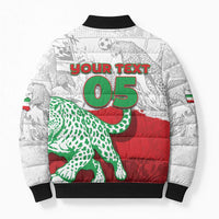 Custom Iran Football Bomber Puffer Jacket Leopard Comic Manga Art Style