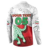 Custom Iran Football Button Sweatshirt Leopard Comic Manga Art Style
