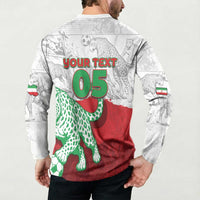 Custom Iran Football Button Sweatshirt Leopard Comic Manga Art Style