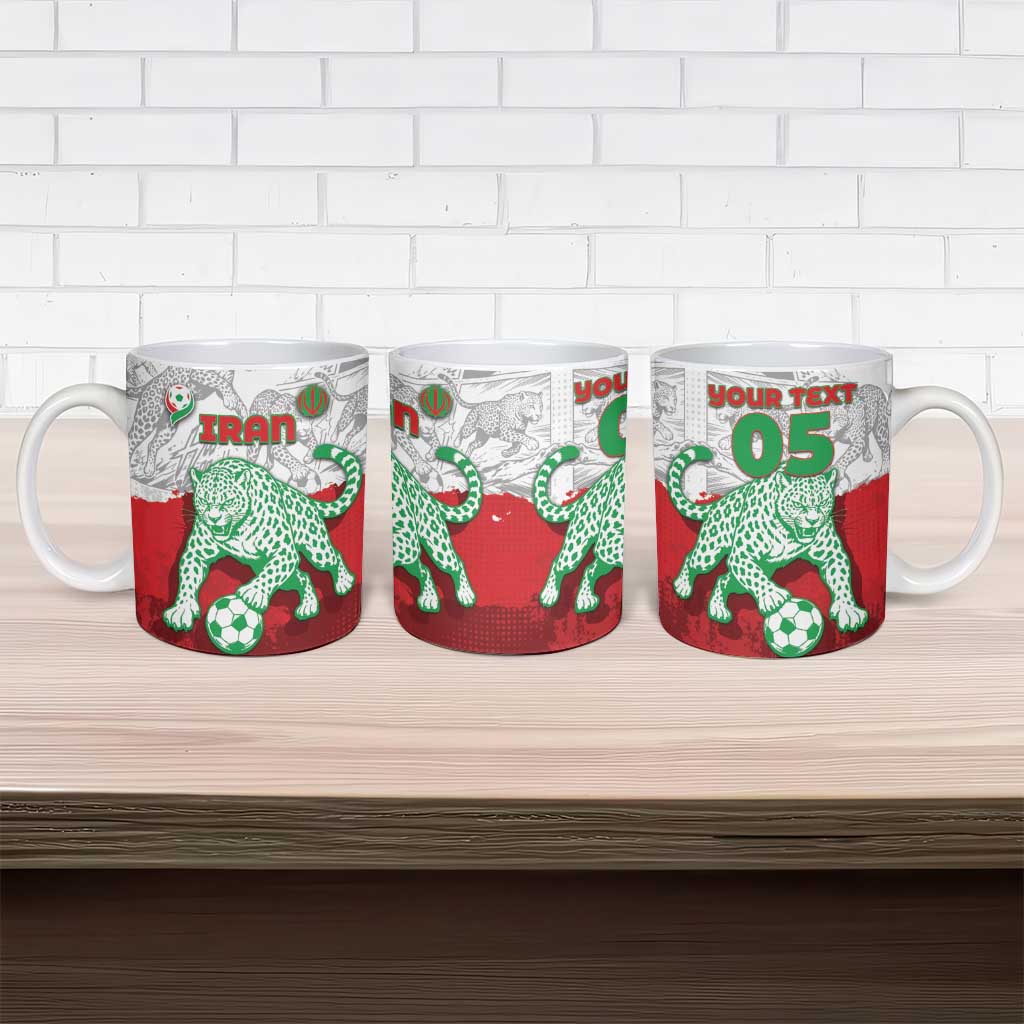 Custom Iran Football Ceramic Mug Leopard Comic Manga Art Style