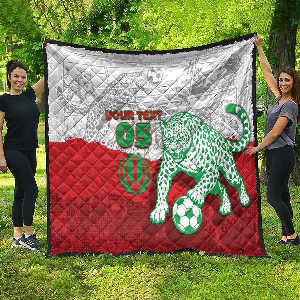 Custom Iran Football Quilt Leopard Comic Manga Art Style