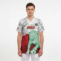 Custom Iran Football Scrub Top Leopard Comic Manga Art Style