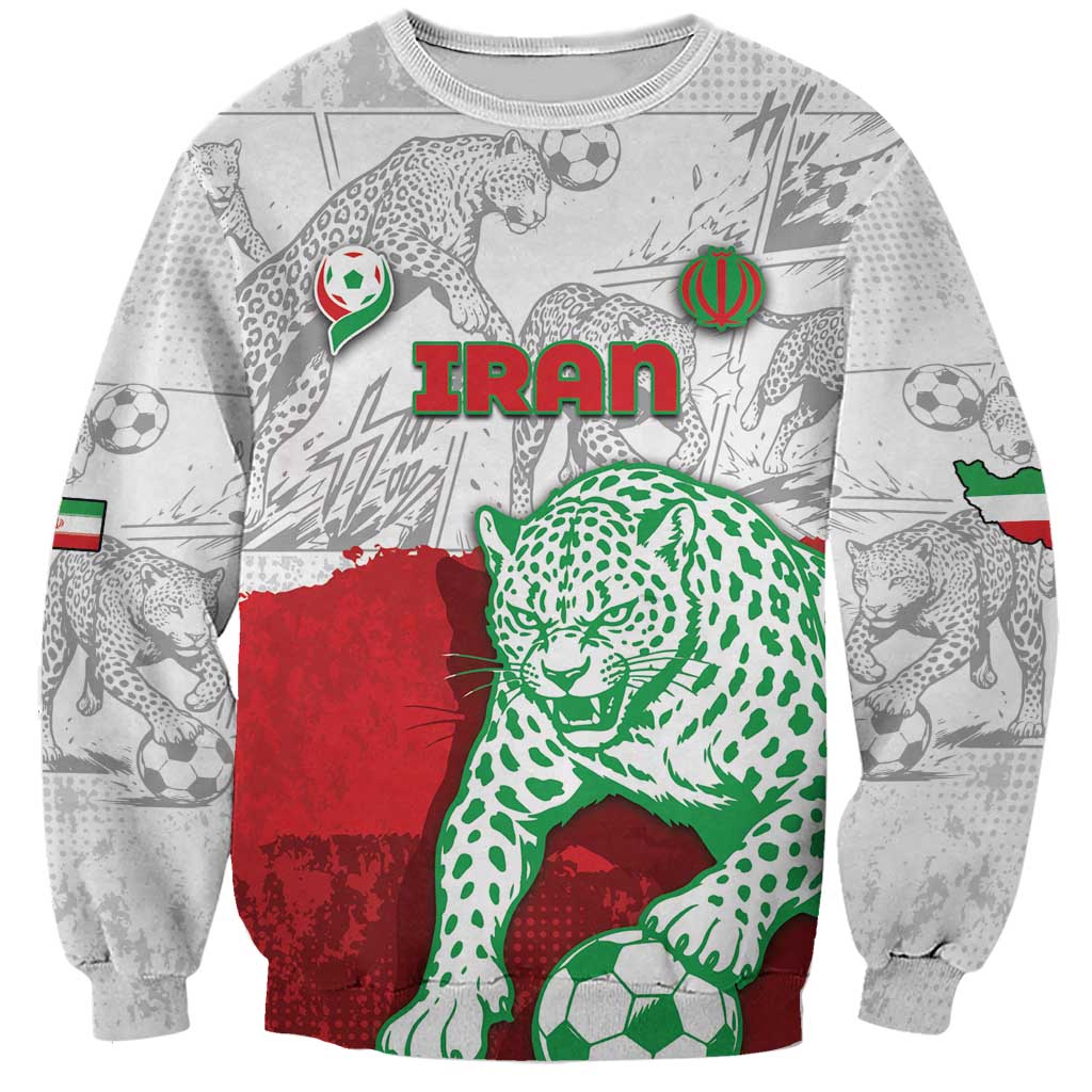 Custom Iran Football Sweatshirt Leopard Comic Manga Art Style