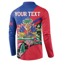 Personalized Haiti Button Sweatshirt Tropical Hibiscus Flowers DT05