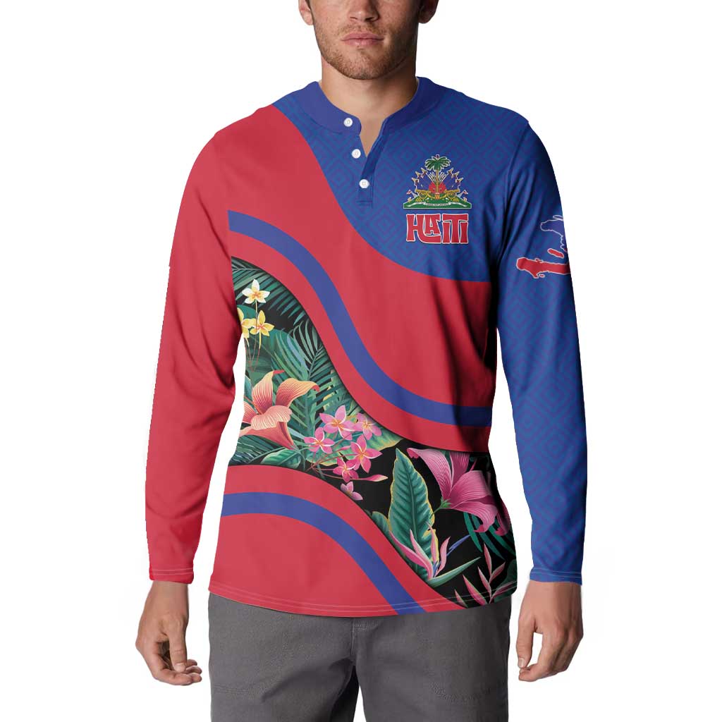 Personalized Haiti Button Sweatshirt Tropical Hibiscus Flowers DT05