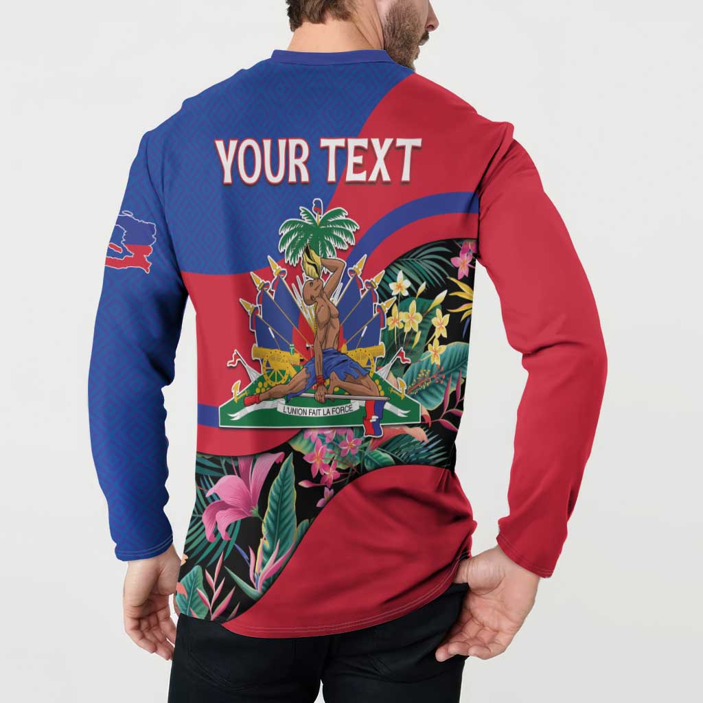 Personalized Haiti Button Sweatshirt Tropical Hibiscus Flowers DT05