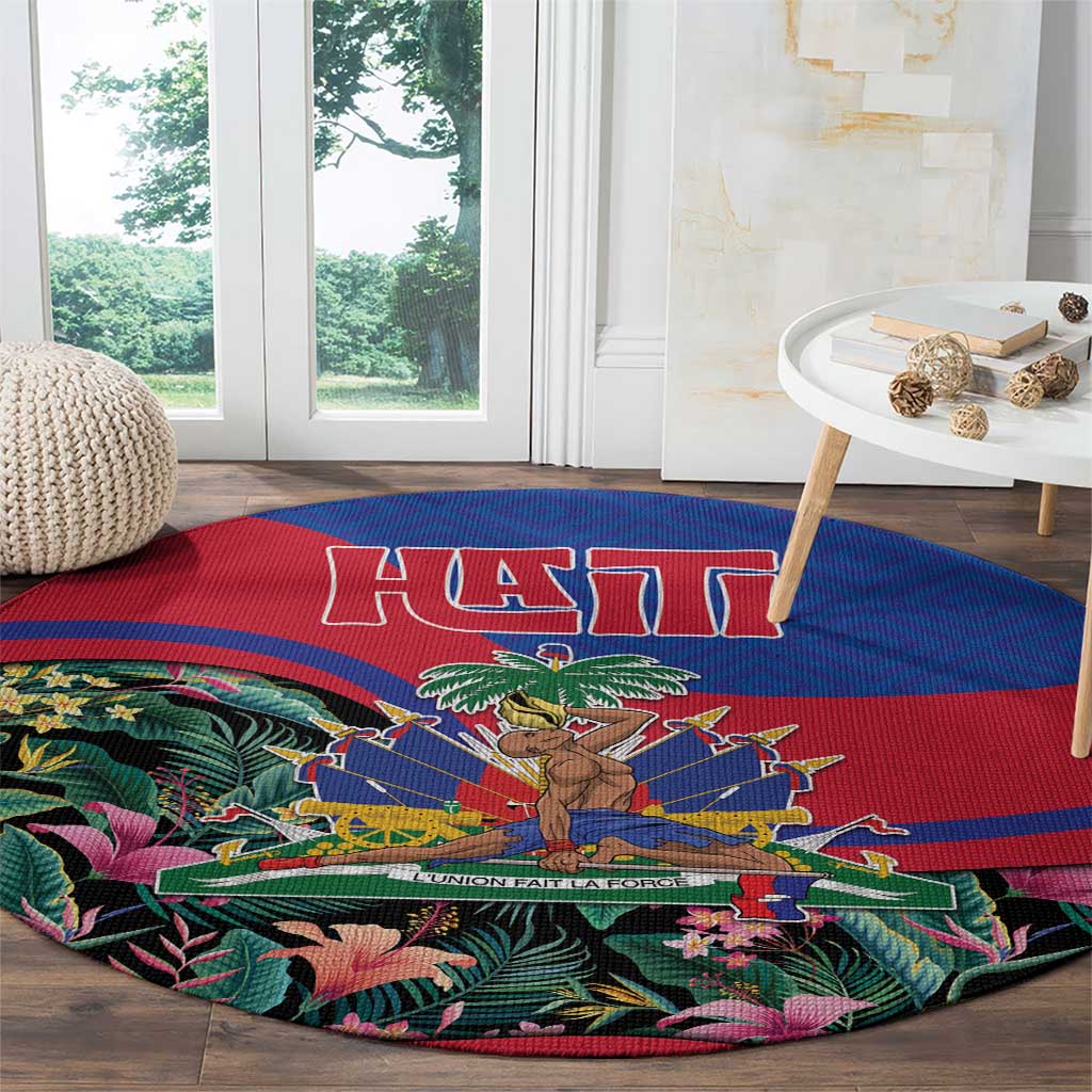 Personalized Haiti Round Carpet Tropical Hibiscus Flowers