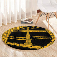 Egypt Obelisk Round Carpet Ancient Mythology Sacred Sun Pillar