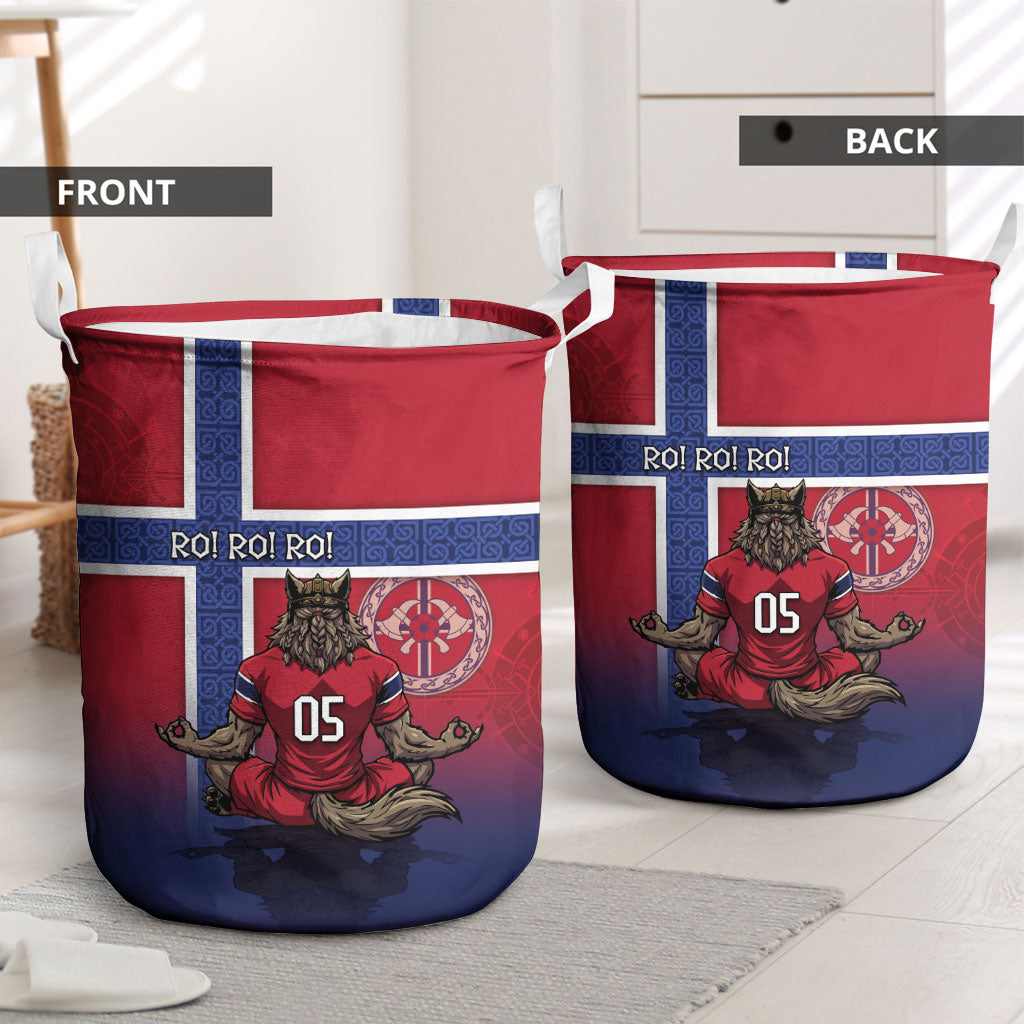 Custom Norway Football Laundry Basket Ro Ro Meditating Viking Wolf