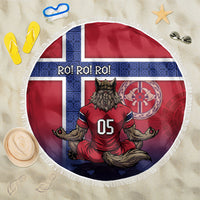 Custom Norway Football Beach Blanket Ro Ro Meditating Viking Wolf