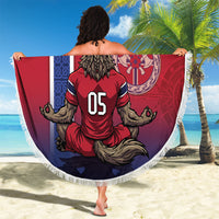 Custom Norway Football Beach Blanket Ro Ro Meditating Viking Wolf