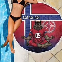 Custom Norway Football Beach Blanket Ro Ro Meditating Viking Wolf